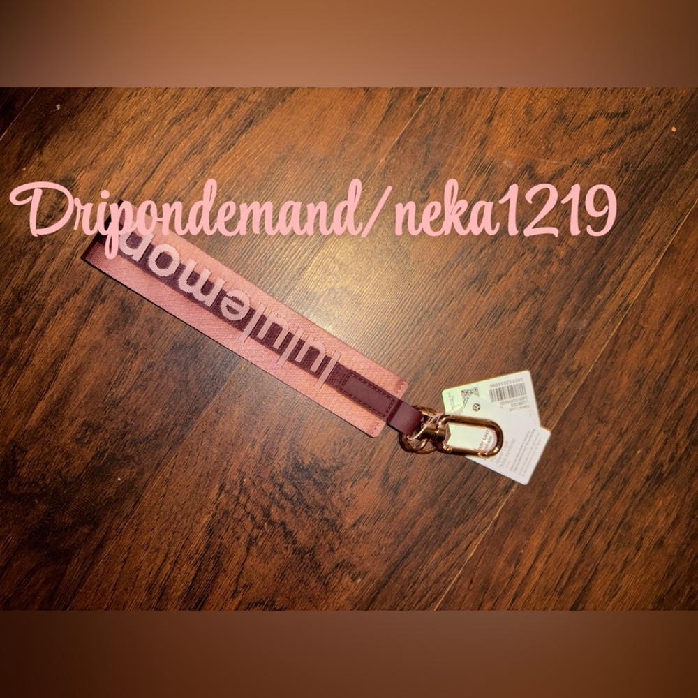 Lululemon Never Lost Keychain Wordmark- Garnet/Spiced Chai/Rose Gold - Picture 3 of 6